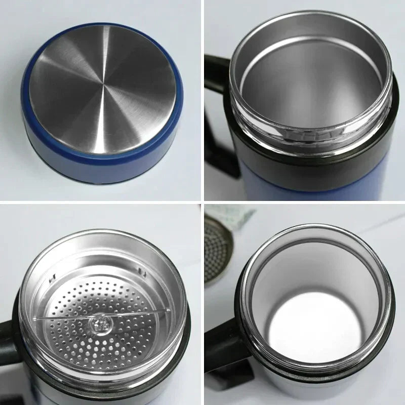 Stainless Steel Thermos Mugs Tea Cup With Handle Lid Tea Filter