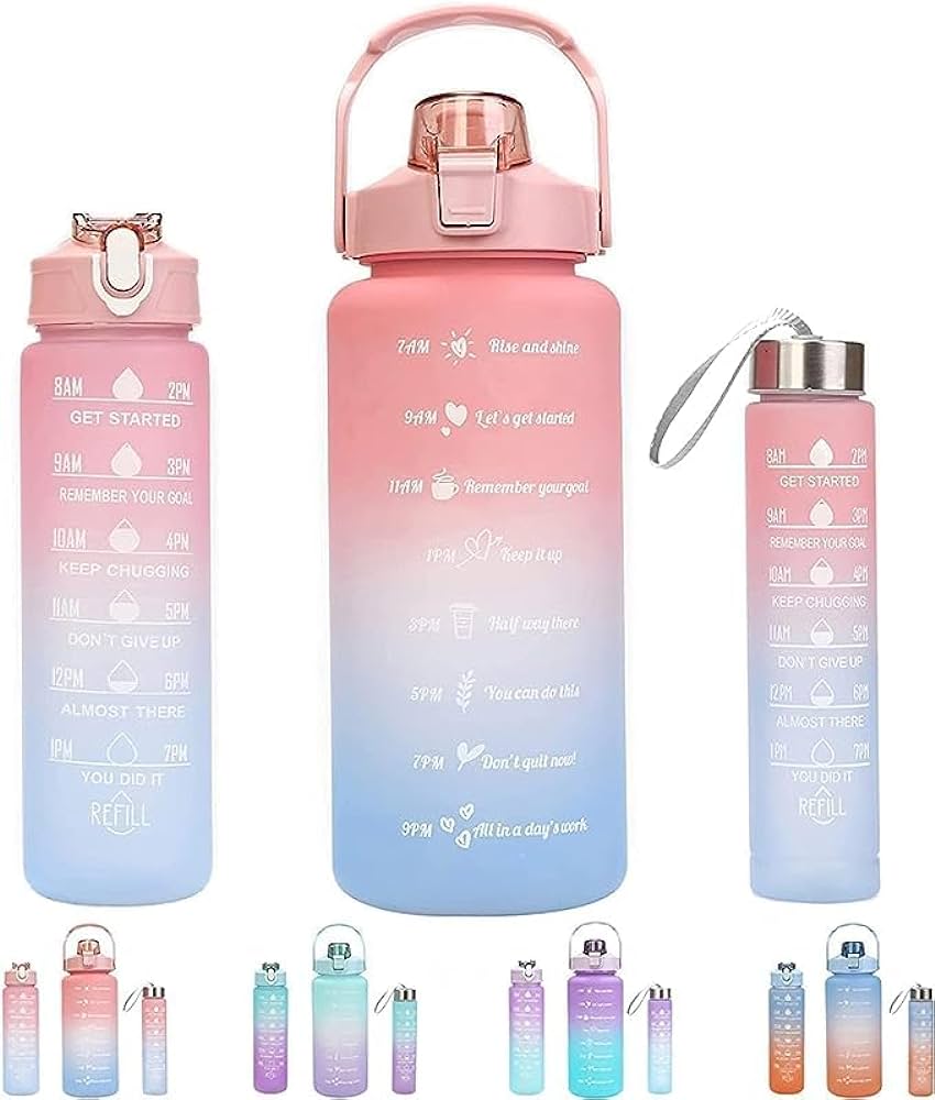 Motivational Water Bottle with Straw With Lid Sports Water Bottle