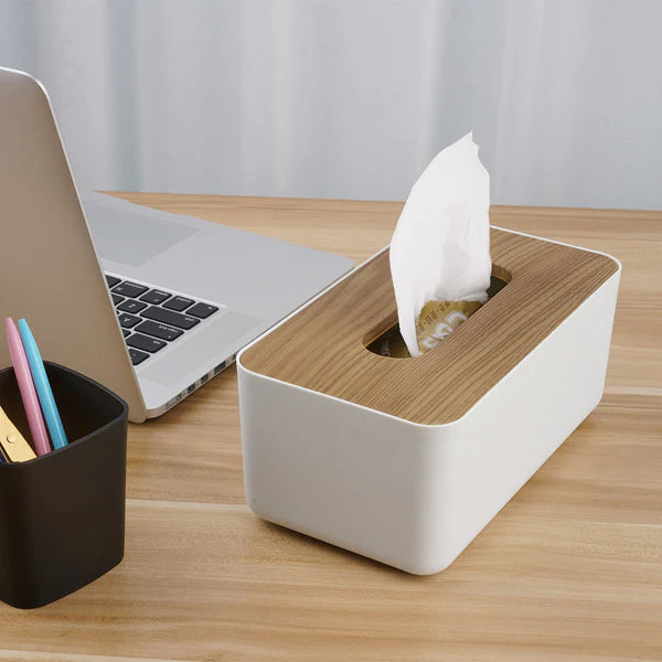 Tissue Box with Wooden Lid Household