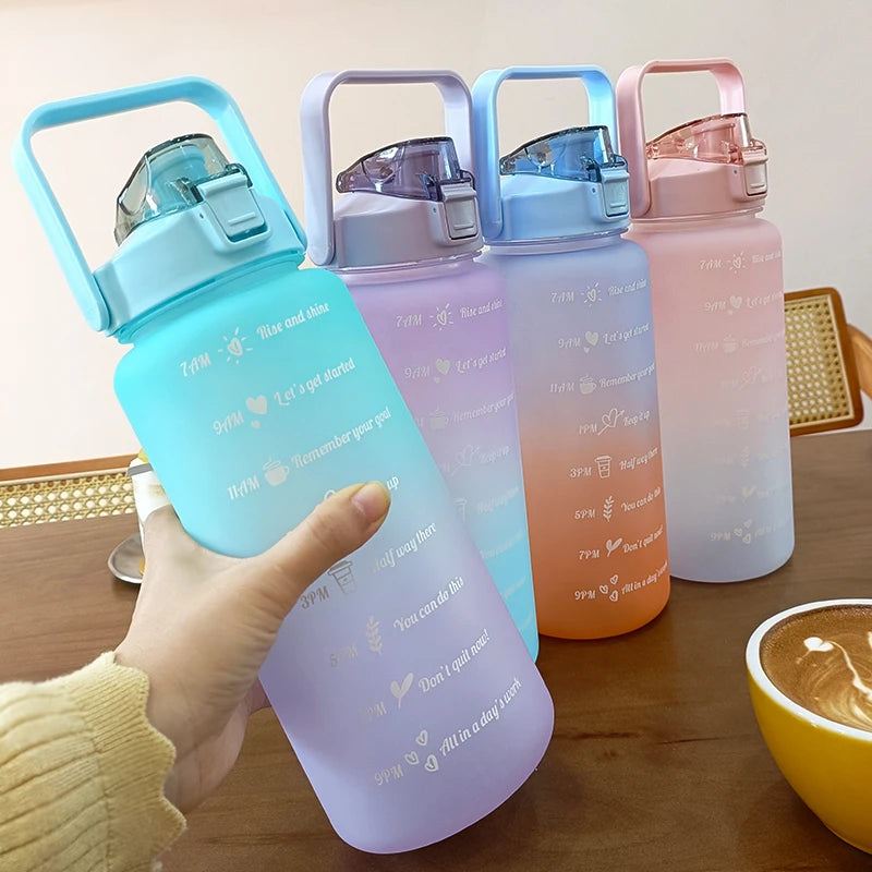 Motivational Water Bottle with Straw With Lid Sports Water Bottles  2000ml/1000ml/600ml