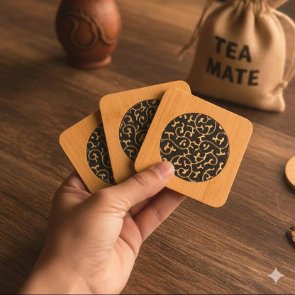 wooden tea coaster