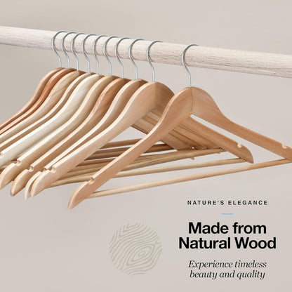 Wooden Suit Hangers with Non Slip Pants Bar