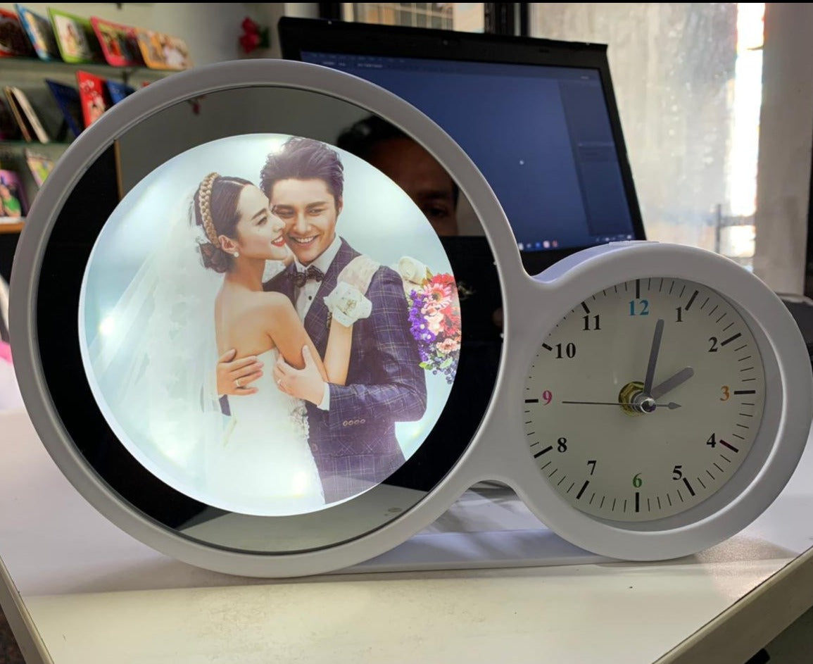 customized photo frames pakistan ,  Magic Mirror with Clock Magic Photo Frame