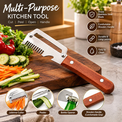 3 In 1 Vegetables Peeler With Wooden Handle