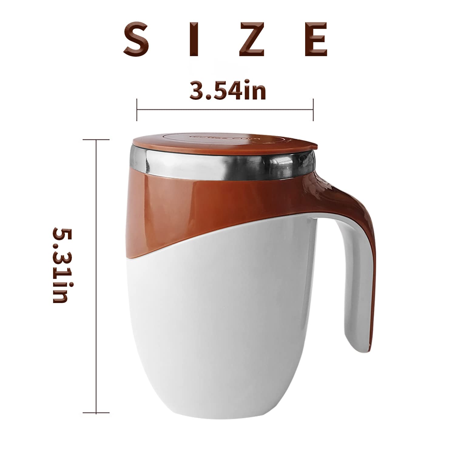 Self Stirring Mug，with Automatic Mixing Coffee Tea Mug Stainless Steel Portable Lazy Suit for Family Friends,Home Office Travelling White 380 ml/12.85 oz - kitchenly.pk