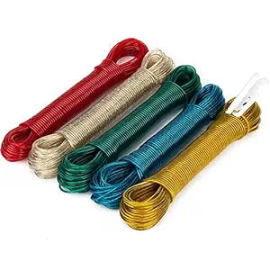 PVC Coated Steel Wire Rope for Drying Clothes  (Multi Color) 20 Meter