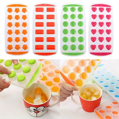 Pack of 4 Push Out Ice Cube Trays Easy Pop Out Round Cubes Flexible Silicone Bottom Tray 1Pc - kitchenly.pk