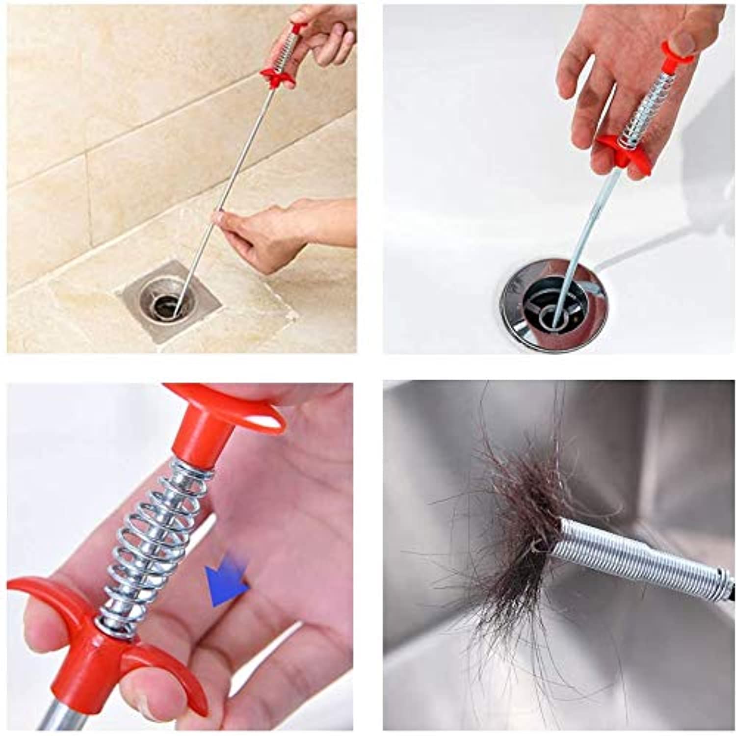 Stainless Steel Hair Catching Drain Cleaner Wire Spring Sink Cleaning Stick - kitchenly.pk