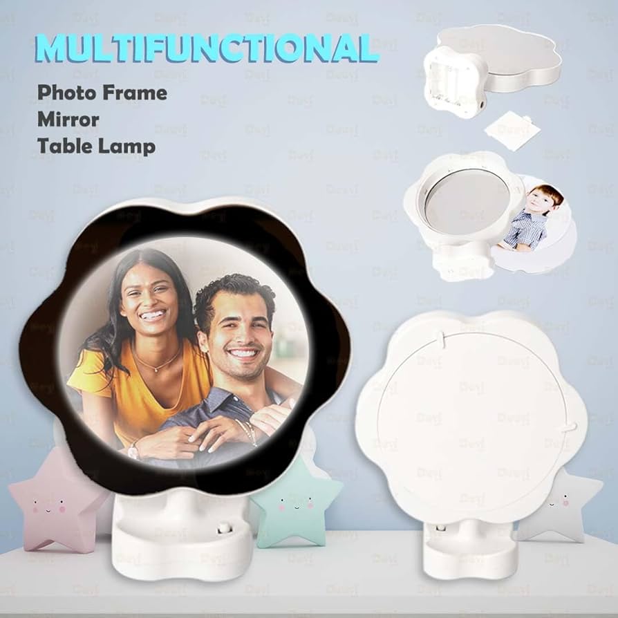 magic mirror photo frame with led light Flower Design