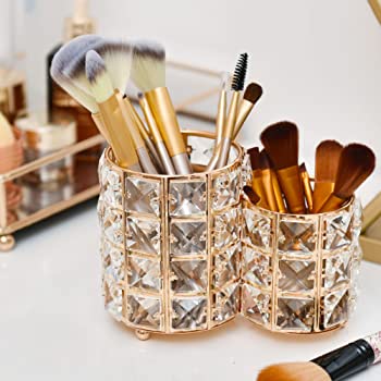 Crystal Makeup Brush Holder Bling Handcrafted Comb Brush Pen Pencil Holder - kitchenly.pk