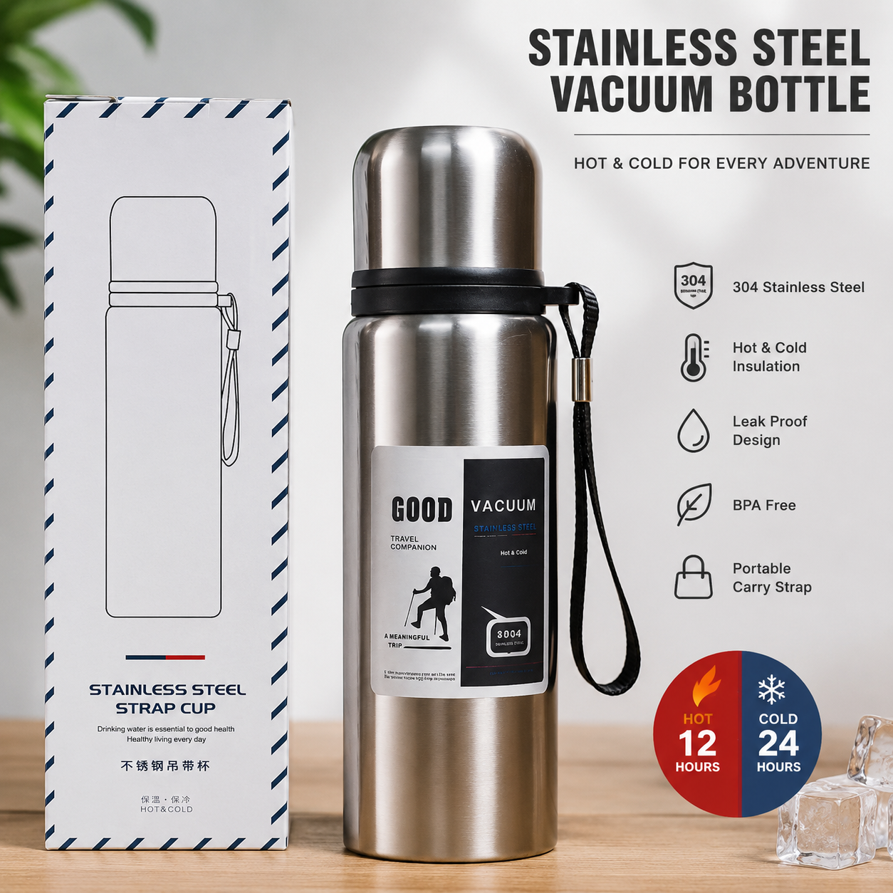 water bottle stainless steel vacuum flask 500 ml