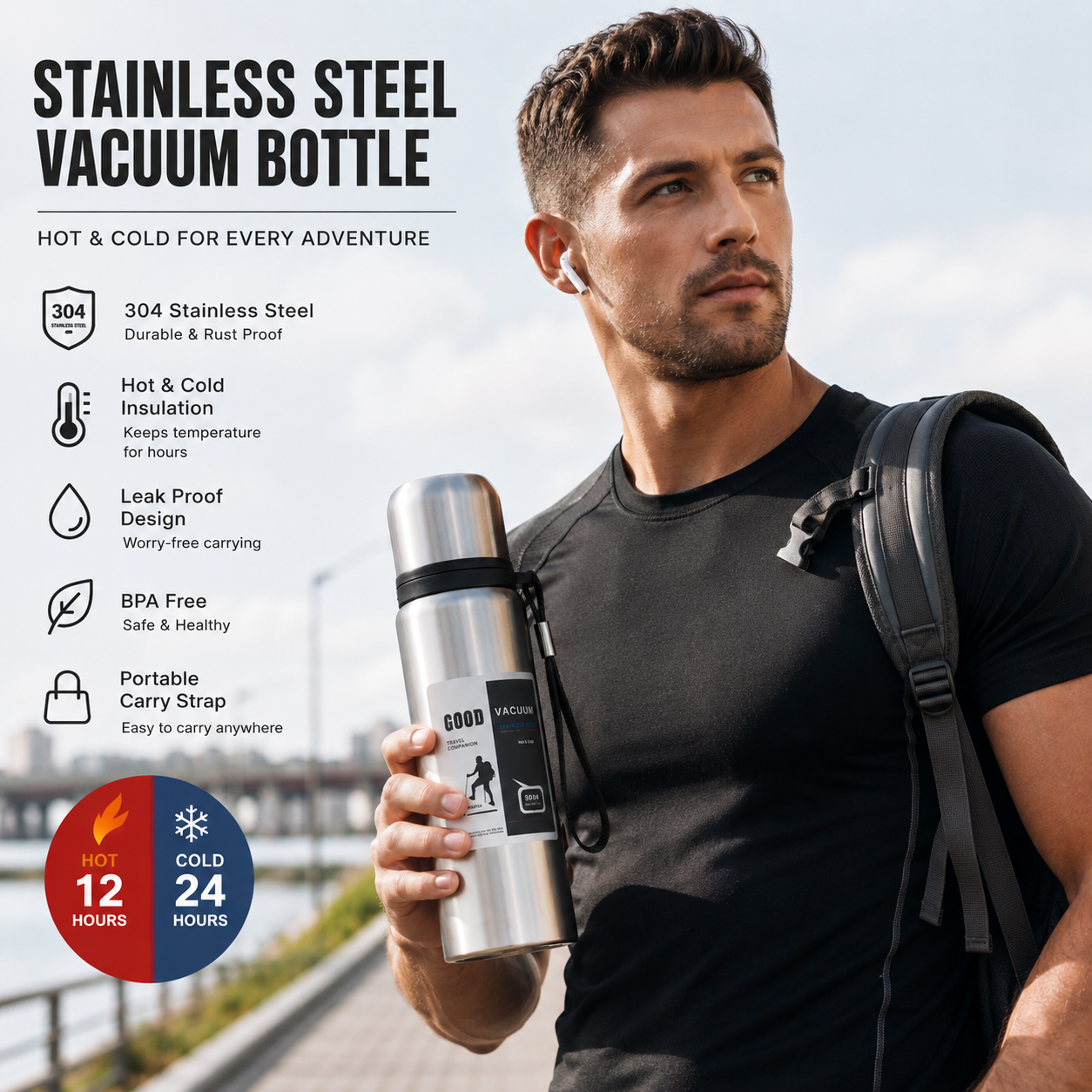 water bottle stainless steel vacuum flask 500 ml