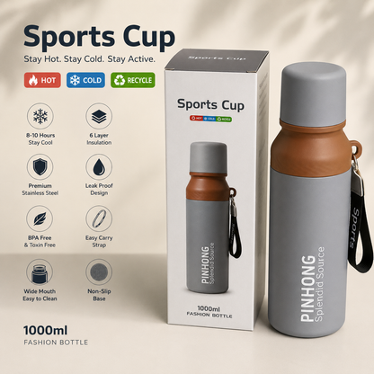 1000ml insulated sports bottle for gym outdoor travel