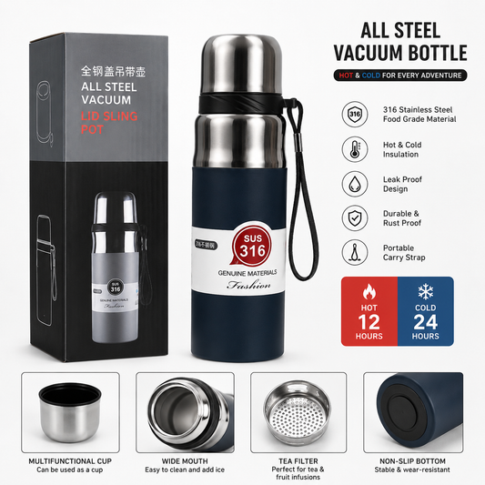 stainless steel hot and cold water bottle 1000ml