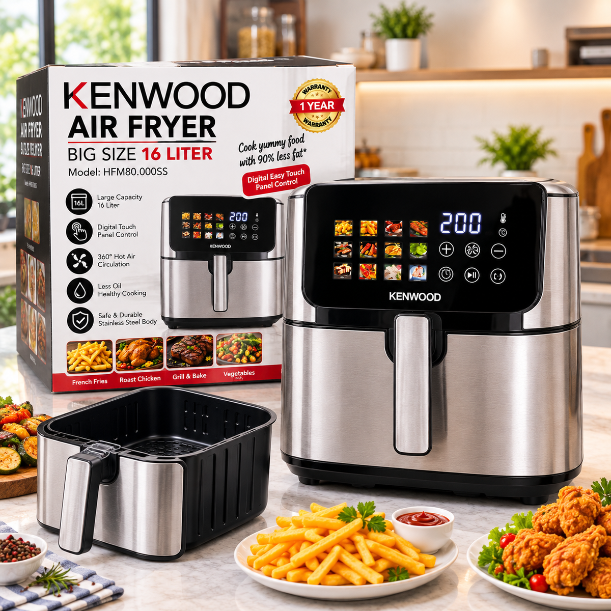 Kenwood Air Fryer with Baking Oven Digital Display Latest Model