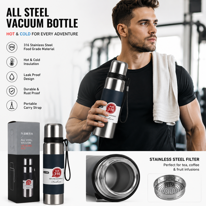stainless steel hot and cold water bottle 1000ml