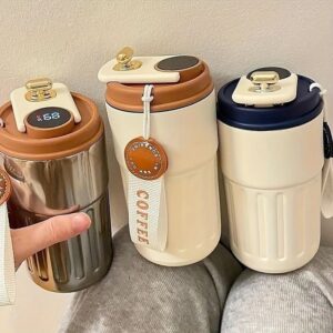 450ML Stainless Steel Coffee Travel Mug Smart Display WIth Coffee Ribbon