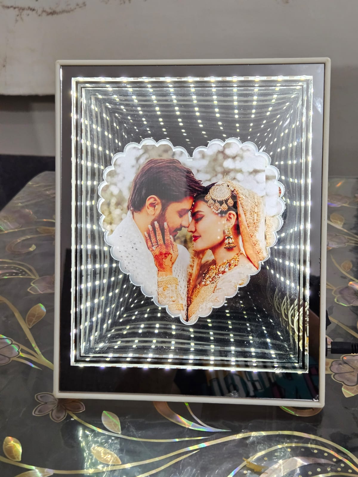 3D Magic Photo Frame With Mirror Heart Shape