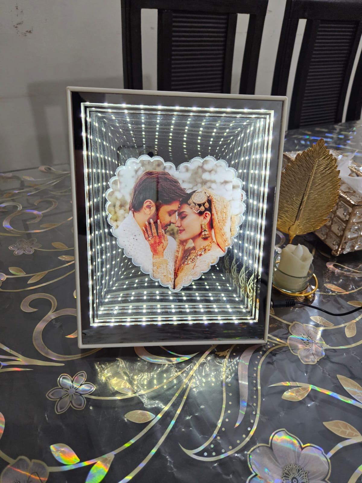 3D Magic Photo Frame With Mirror Heart Shape