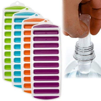 Pack of 4 Push Out Ice Cube Trays Easy Pop Out Round Cubes Flexible Silicone Bottom Tray 1Pc - kitchenly.pk