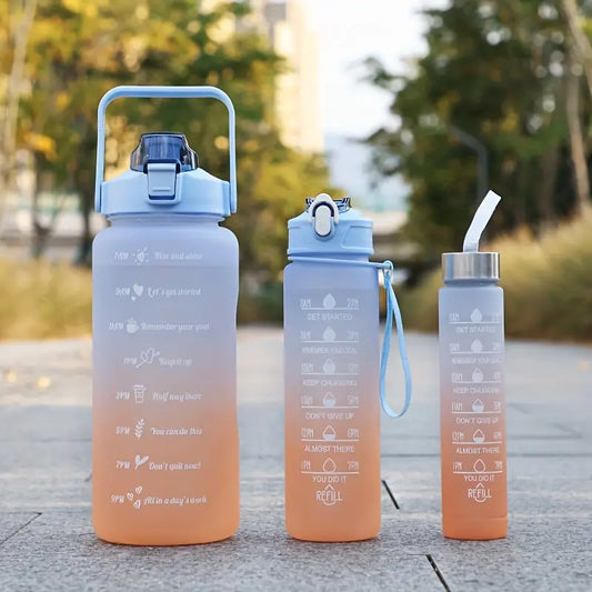 Motivational Water Bottle with Straw With Lid Sports Water Bottle