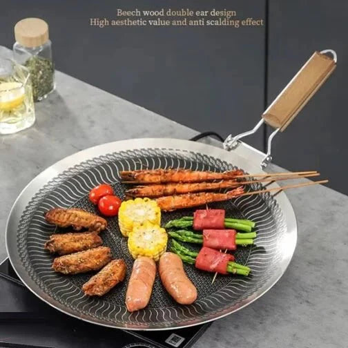 laser coating tawa with foldable handle 30 cm 32cm