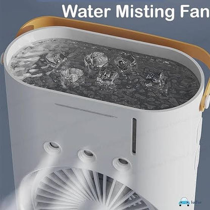 Rechargeable Fan with LED Light – Double Fan with Mist