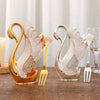 Swan Spoon Holder, Golden And Silver Swan Frame, Swan Decoration, Alloy Handicraft - kitchenly.pk