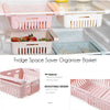 Adjustable Fridge Storage Basket Expandable Rack Plastic Space Saver Food Organizer Tray - kitchenly.pk