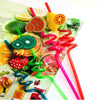 Acrylic Fruit Straws Washable & Reusable Pack of 4, Plastic Reusable Fruit Shape Spiral Drinking Straw - kitchenly.pk