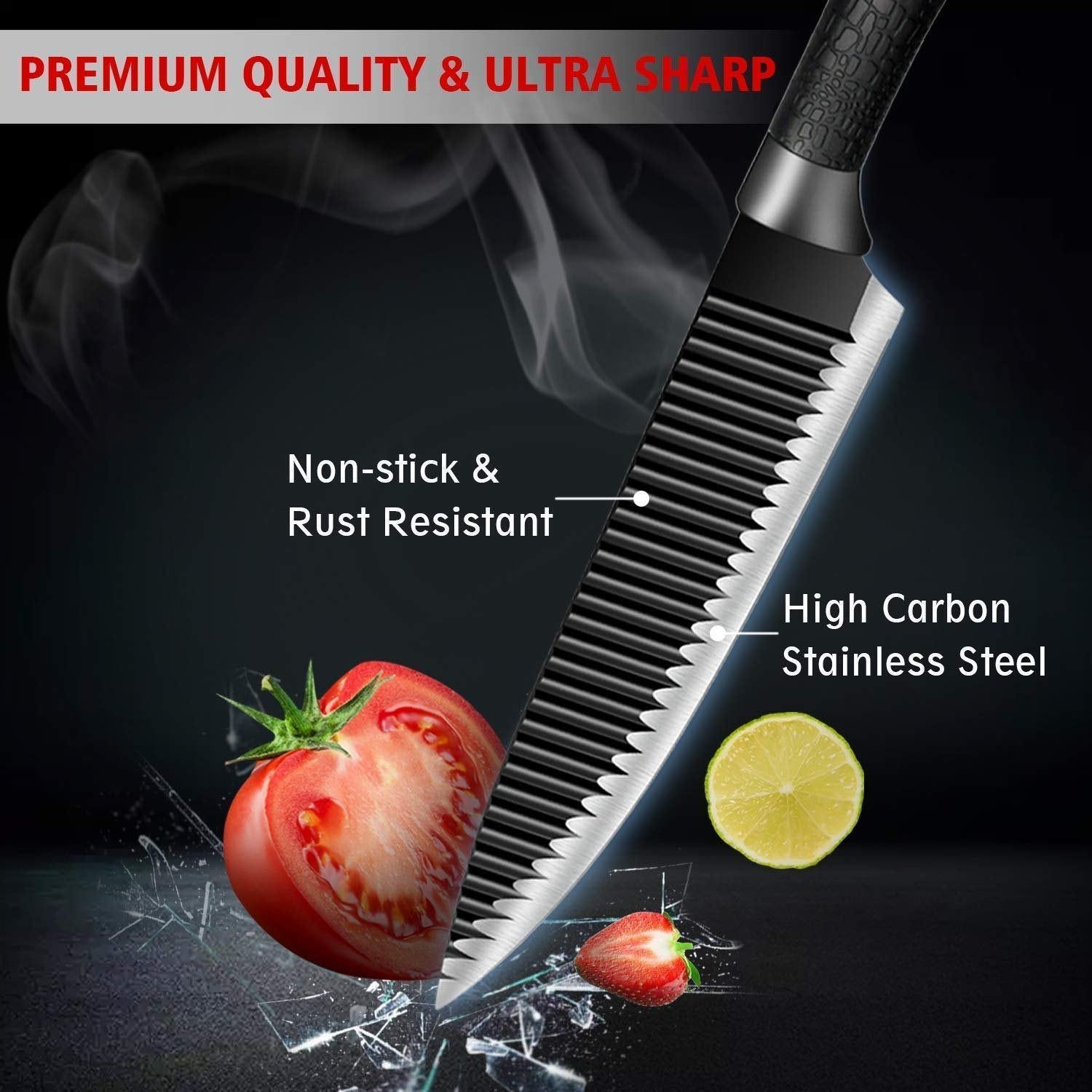 6 Pcs Non-Stick Knife Set For Kitchen, Professionals, Chef, Super Sharp High Carbon - kitchenly.pk