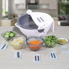 9 in 1 Multifunctional Rotating Vegetable Cutter Kitchen Slicer with Drain Basket - kitchenly.pk