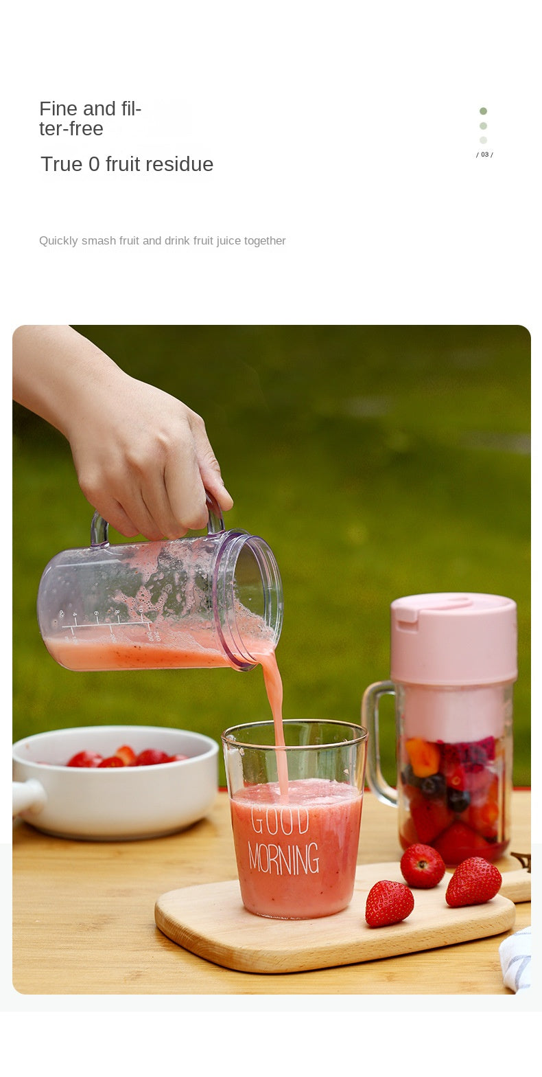 Juicer Bottle With Straw Rechargeable Fruit Juicer 5oo ml 6 Blades