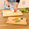 Bamboo Wood Thick Cutting Board for Kitchen with a Stainless Steel Handle - kitchenly.pk