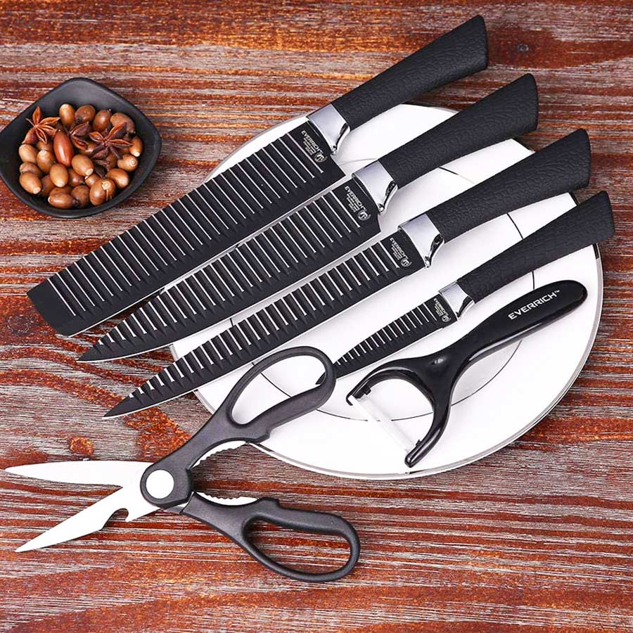 6 Pcs Non-Stick Knife Set For Kitchen, Professionals, Chef, Super Sharp High Carbon - kitchenly.pk